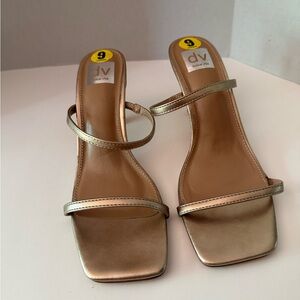 Dolce Vita Zardina Metallic Light Bronze Square-Toe Strappy Heels Women’s 9